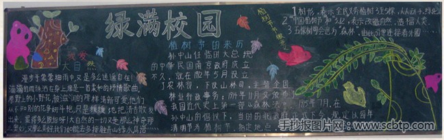 绿满校园 植树节黑板报