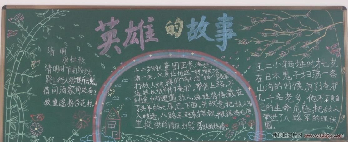 小学生缅怀先烈清明节黑板报