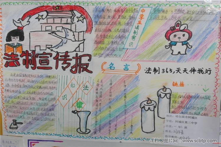 小学生手抄报:法制在我心中