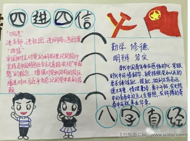 四进四信 八字真经学习手抄报