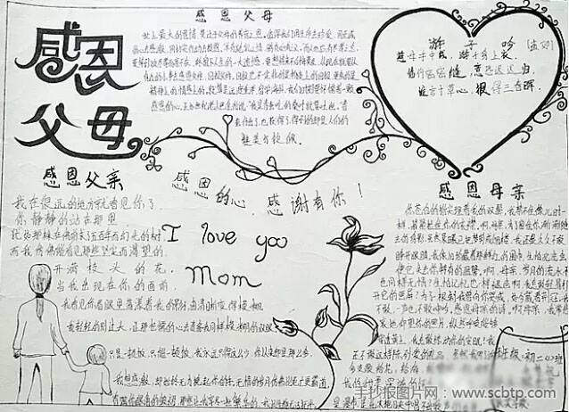 感恩父母 感恩节手抄报图片