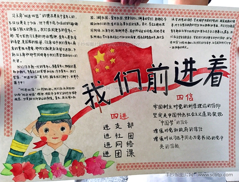 四进四信手抄报：我们的青春前进着