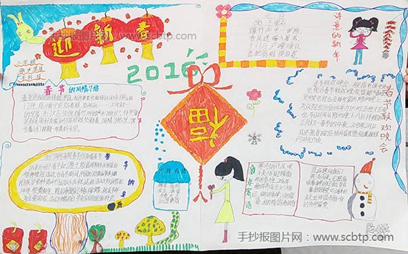 2016喜迎新春的手抄报图片