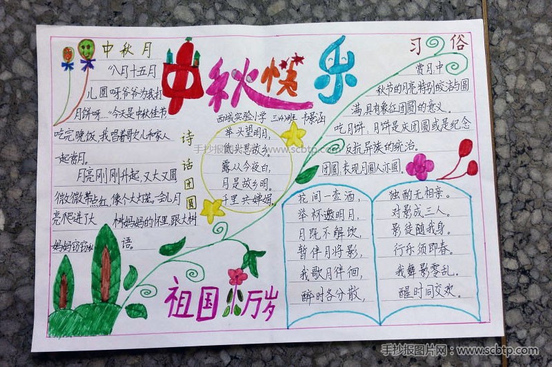 三年级小学生中秋手抄报图片