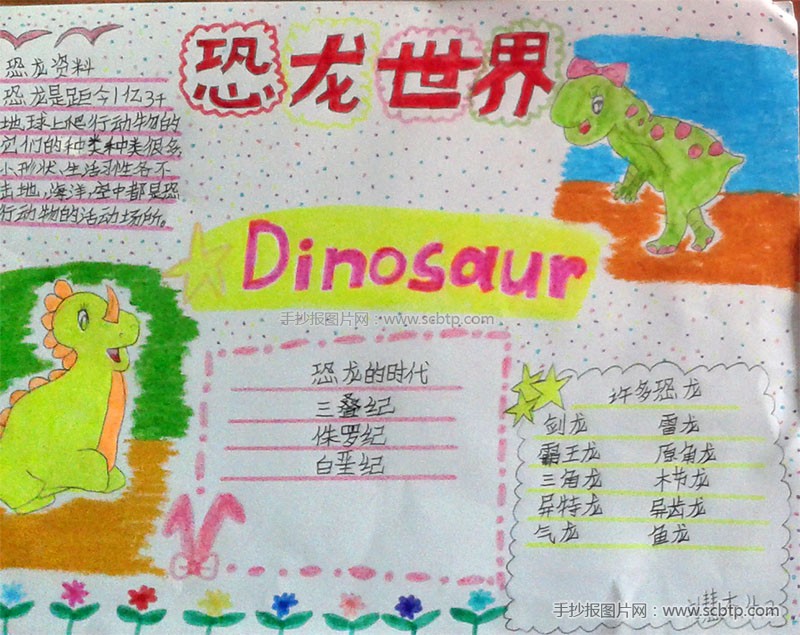 关于恐龙世界的手抄报图片