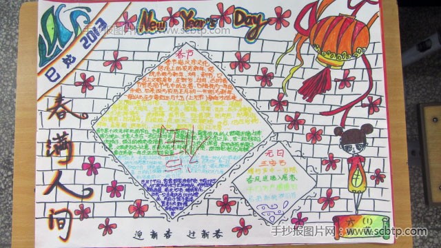 四年级小学生春节手抄报设计图