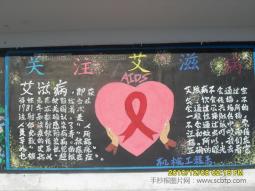 世界艾滋病日黑板报设计图