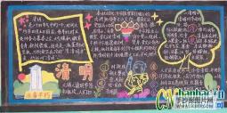 清明节专题黑板报设计作品图片欣赏：清明食俗/来历/诗歌
