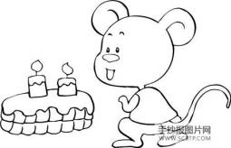 小老鼠偷蛋糕简笔画