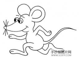 小老鼠和大彩笔简笔画