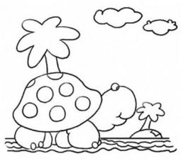 古老顽强的物种——海龟简笔画