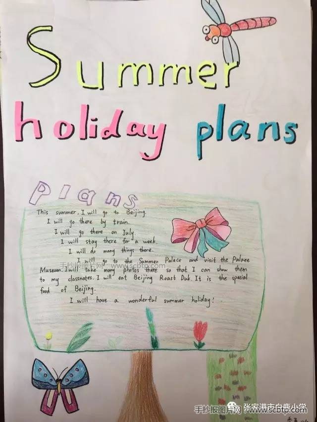 六年级英语手抄报，暑假出游计划手抄报内容图片