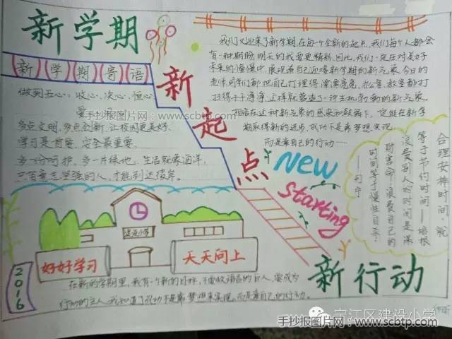 新学期,新起点,新行动手抄报内容图片